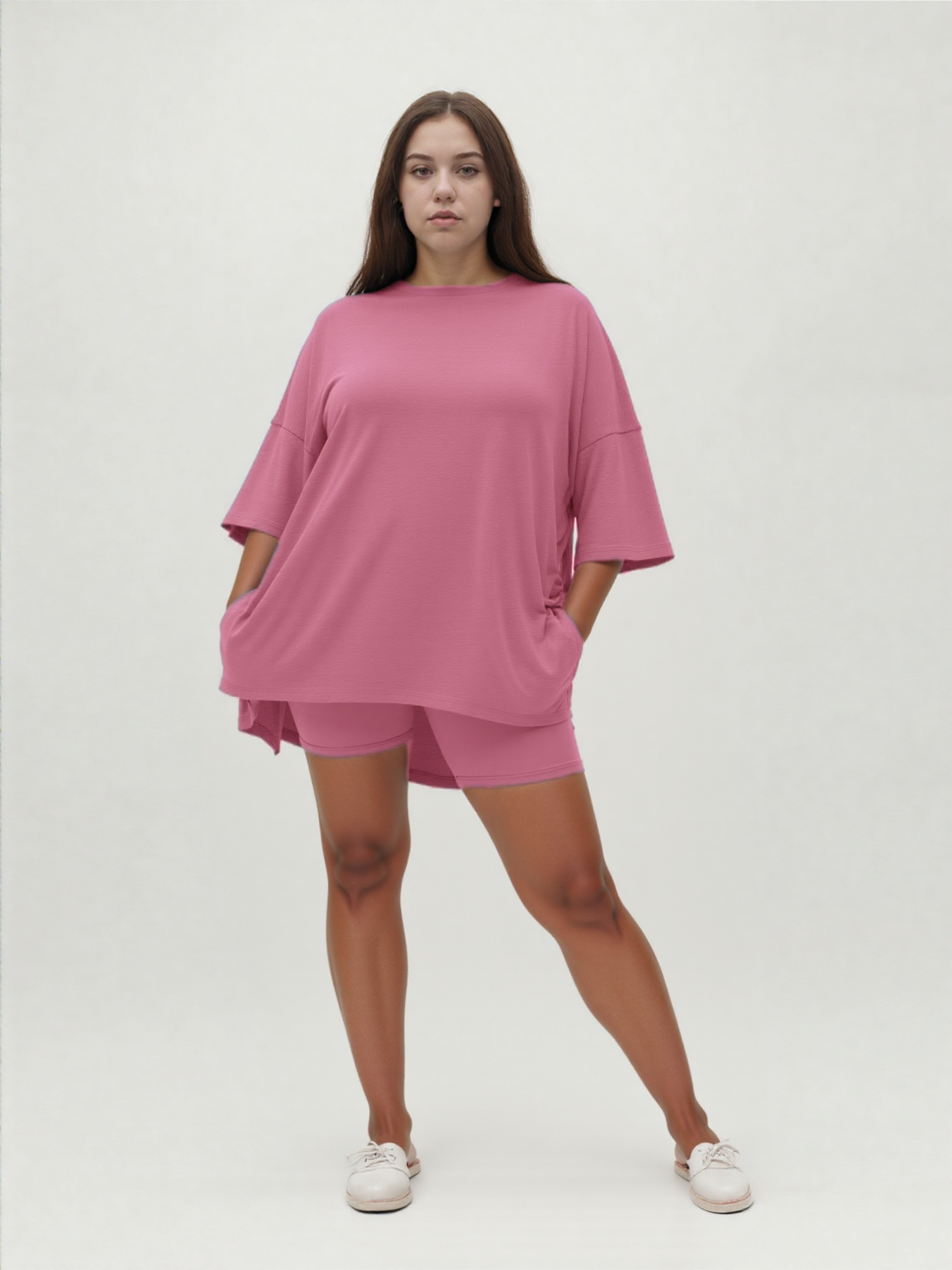 Weekend Ease Set – Relaxed Shirt & Biker Shorts