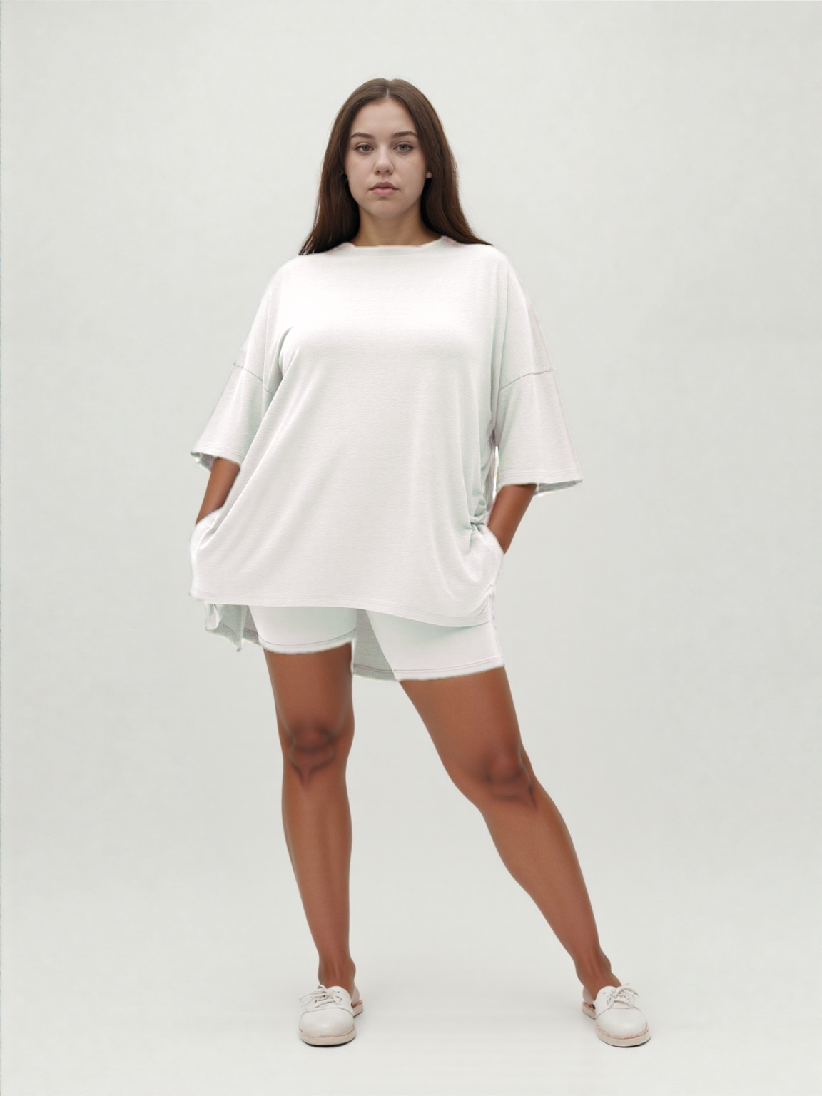 Weekend Ease Set – Relaxed Shirt & Biker Shorts