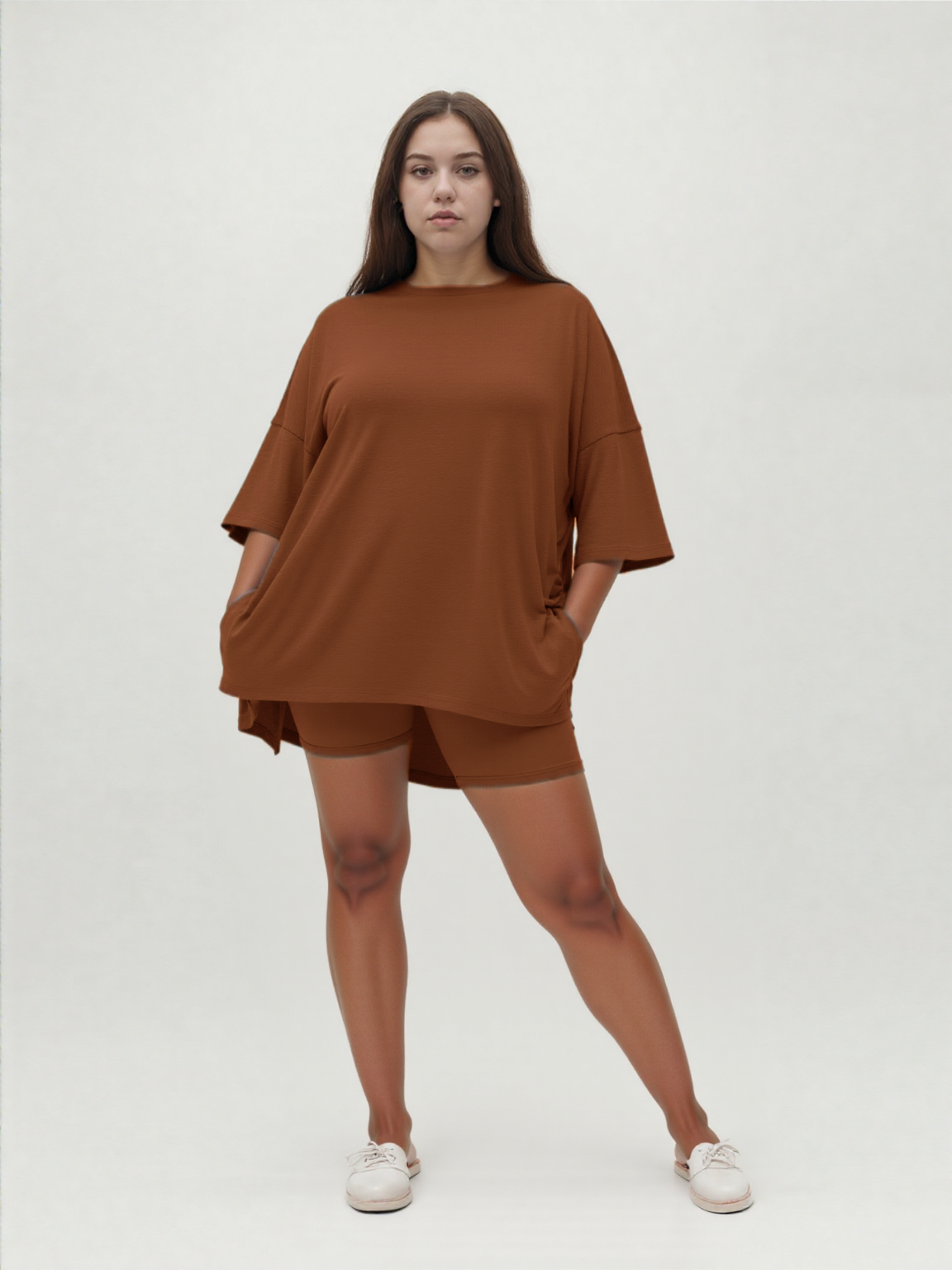 Weekend Ease Set – Relaxed Shirt & Biker Shorts