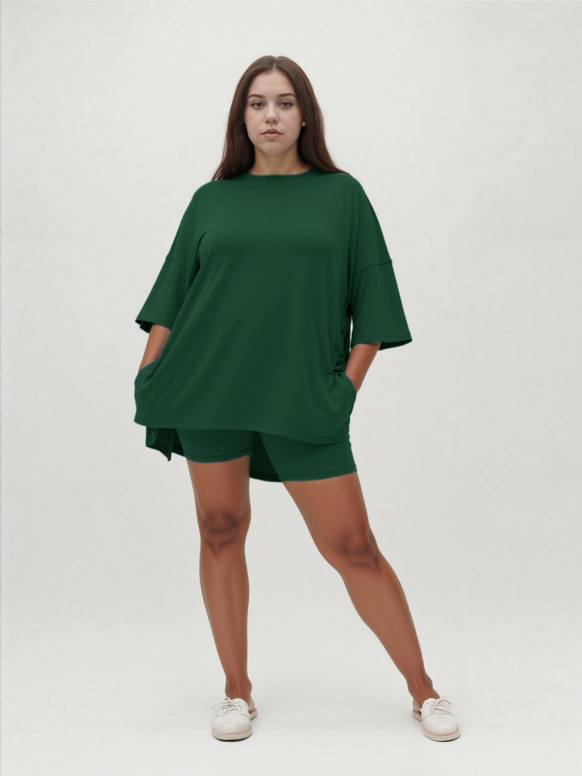 Weekend Ease Set – Relaxed Shirt & Biker Shorts