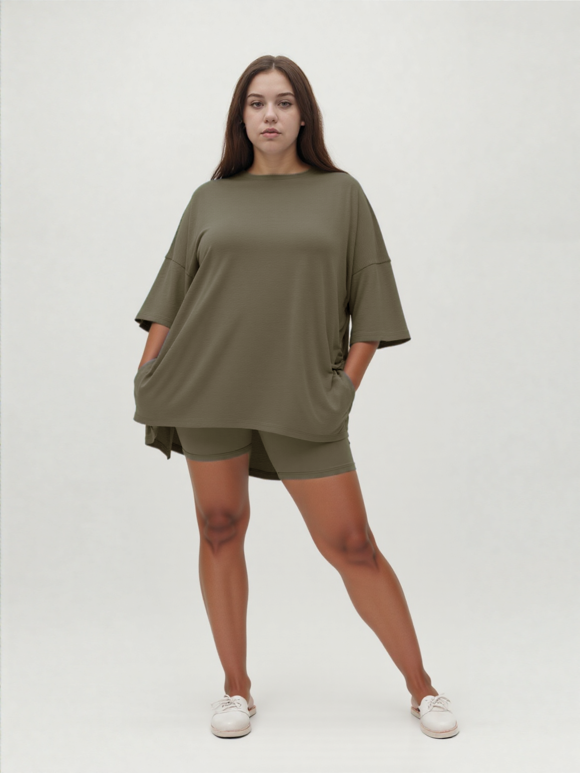 Weekend Ease Set – Relaxed Shirt & Biker Shorts