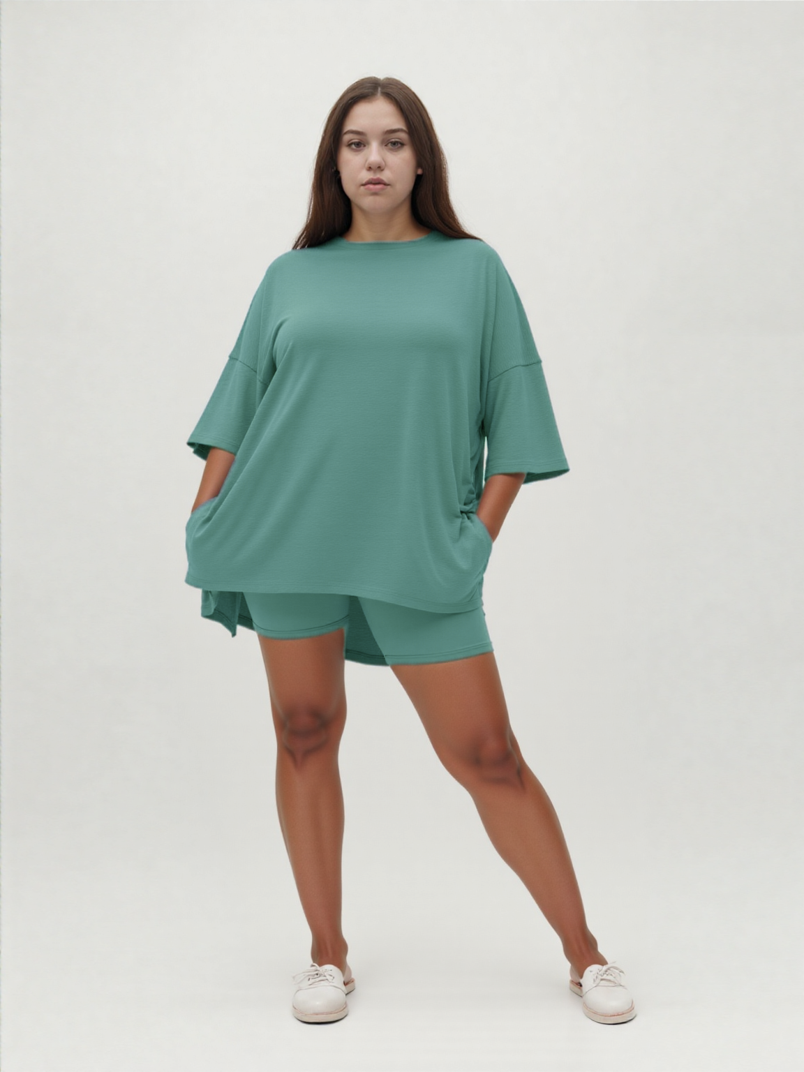 Weekend Ease Set – Relaxed Shirt & Biker Shorts