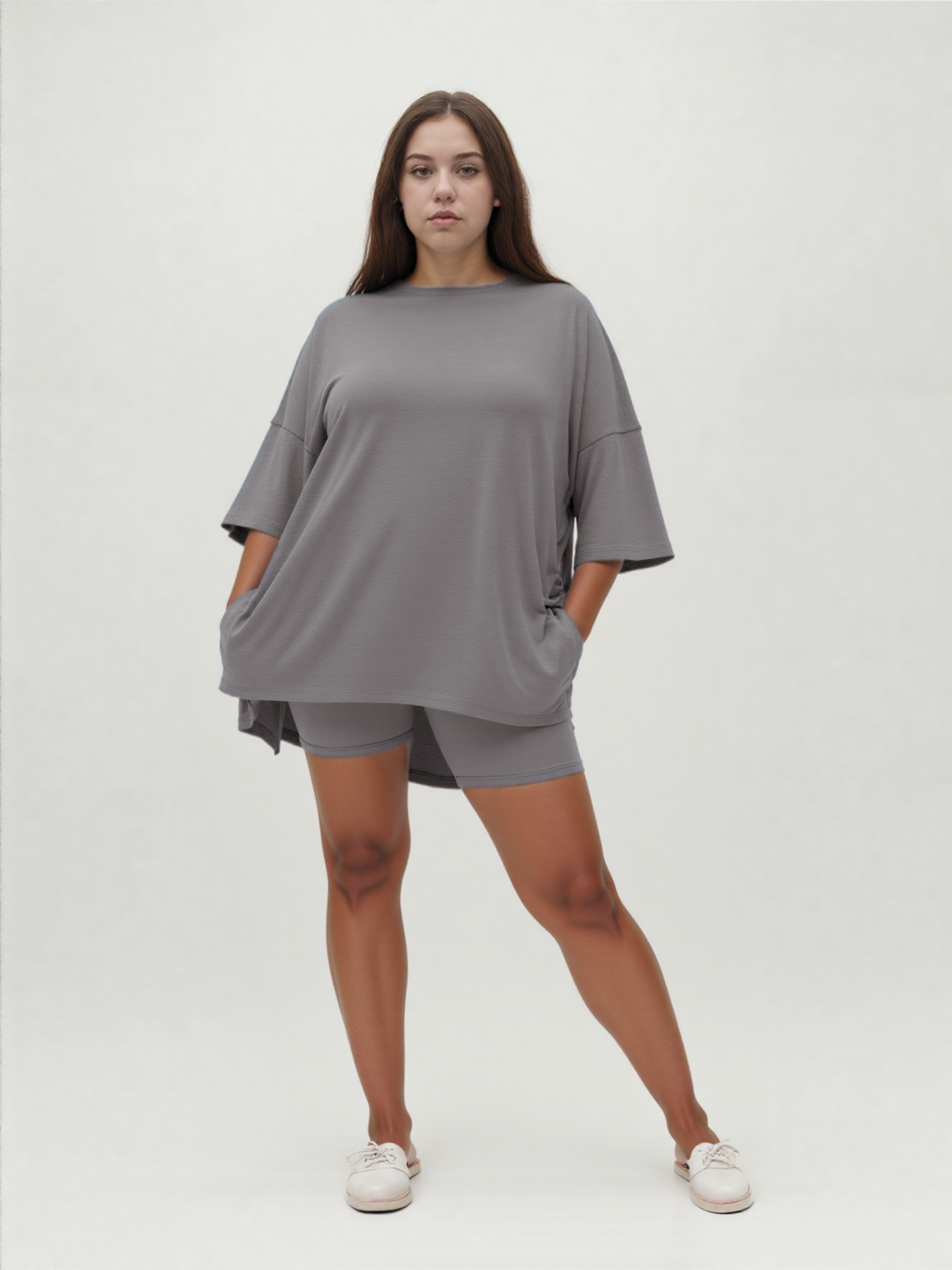 Weekend Ease Set – Relaxed Shirt & Biker Shorts