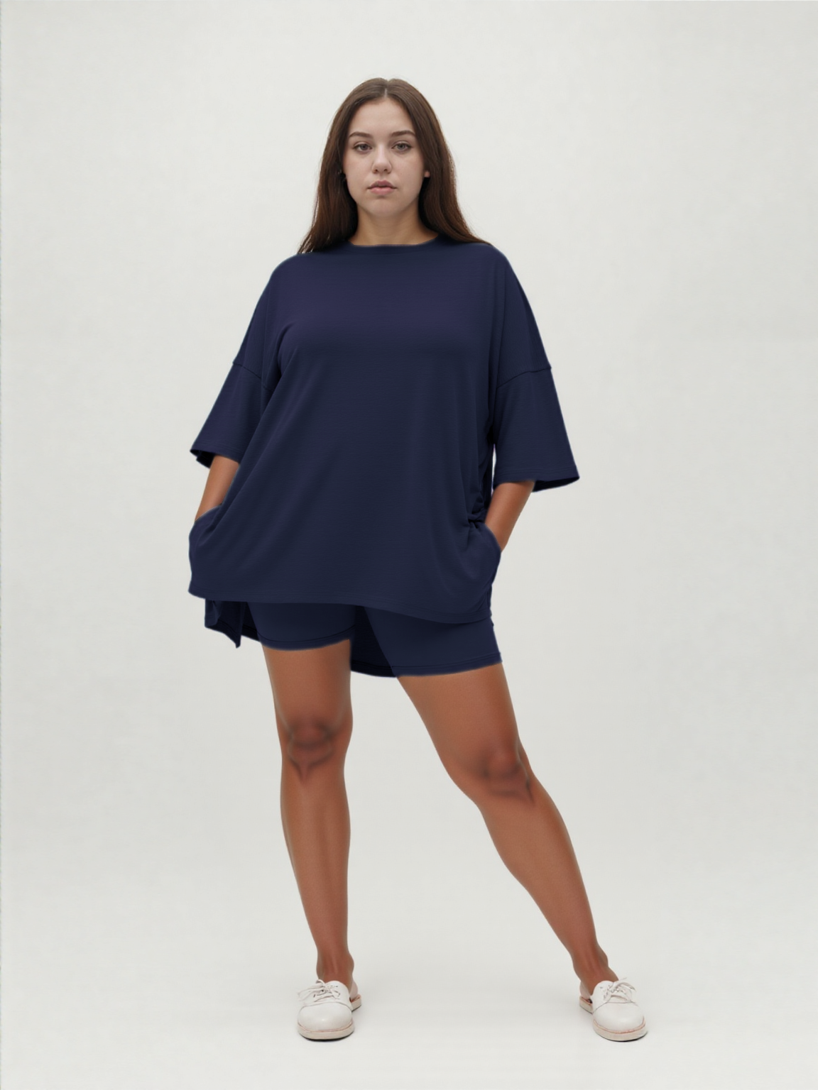 Weekend Ease Set – Relaxed Shirt & Biker Shorts