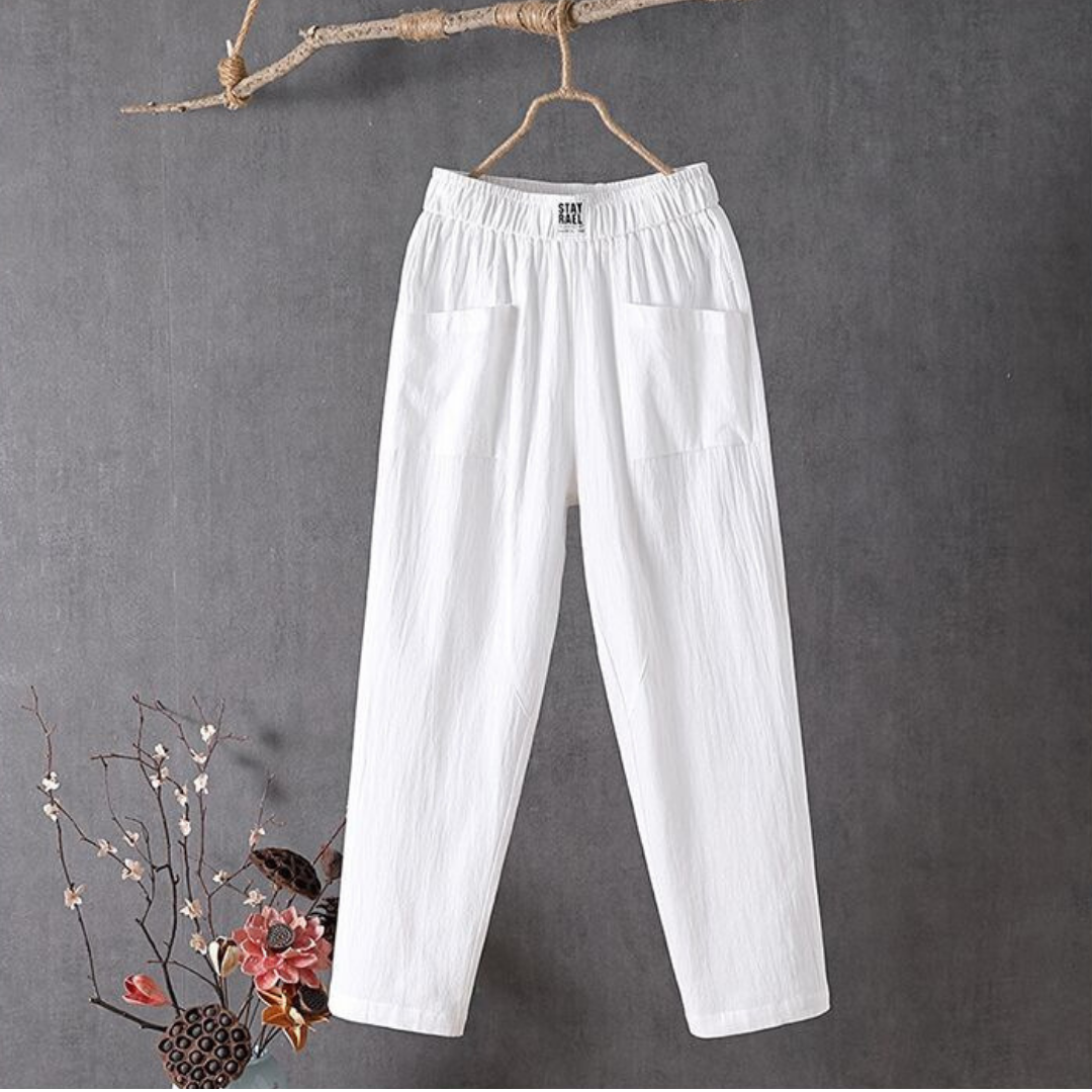 Hannah Ease Linen Pants – Classic Korean Style