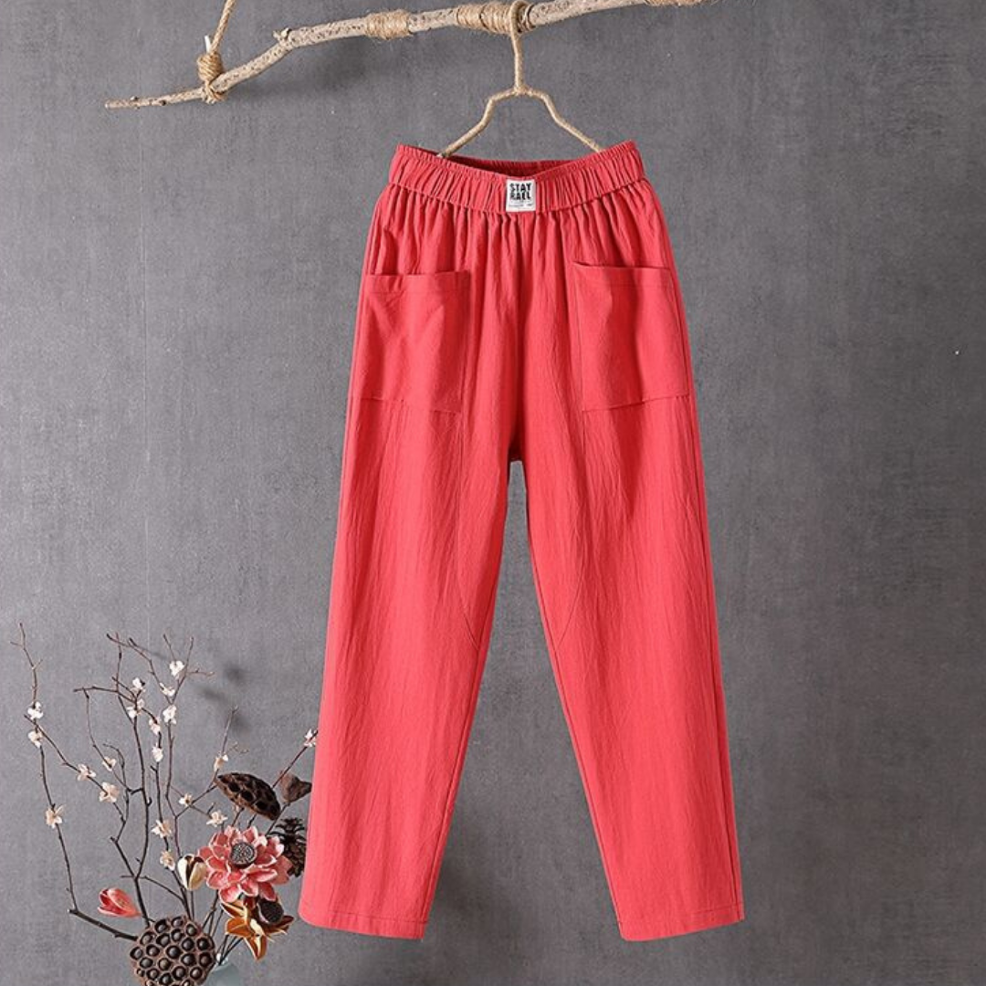 Hannah Ease Linen Pants – Classic Korean Style