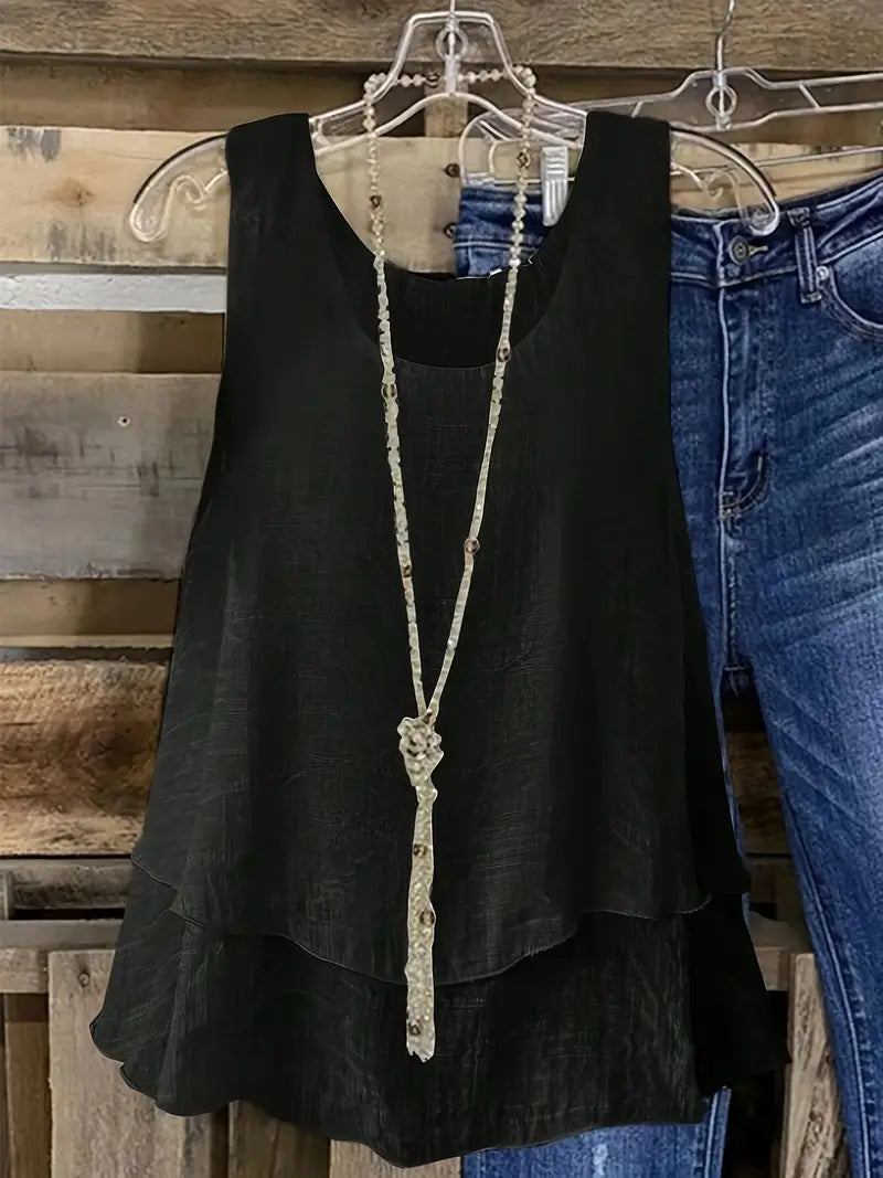 Leonie Layered Tank Top with Ruffle