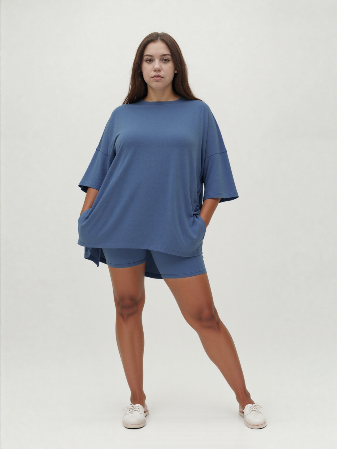 Weekend Ease Set – Relaxed Shirt & Biker Shorts