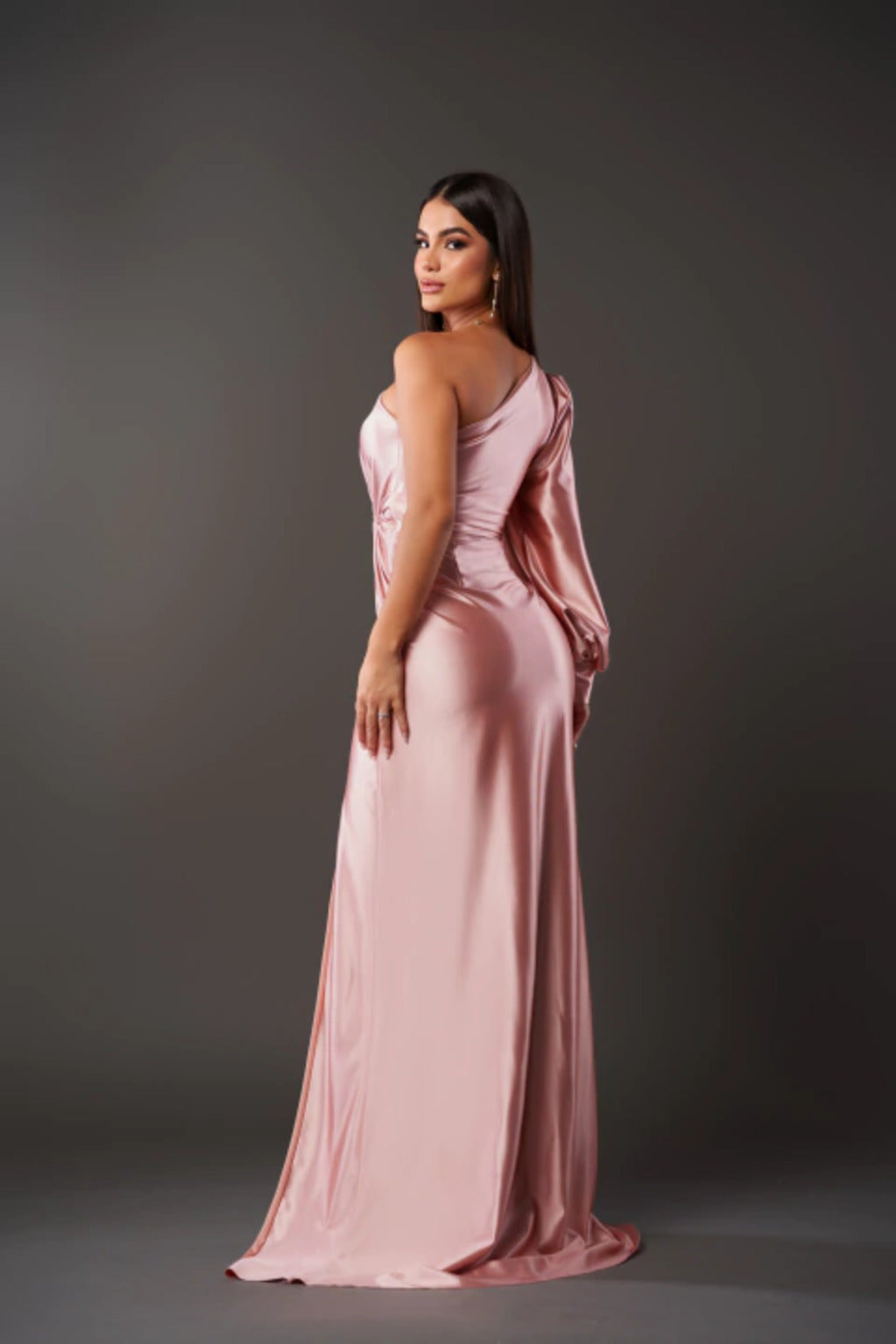 Isabella Satin Elegance One-Shoulder Gown