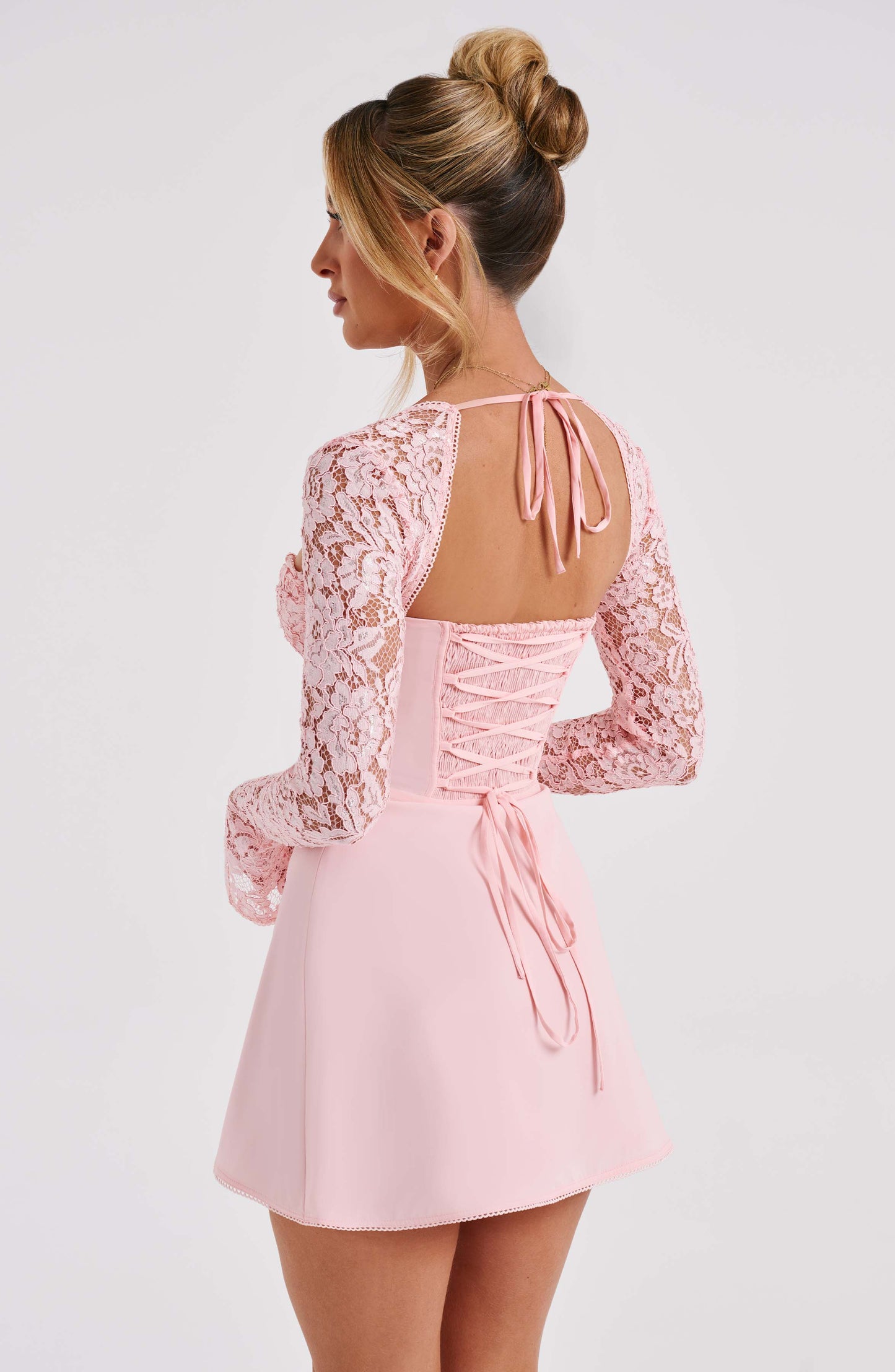 Elodie Luxe Floral Lace Mini Dress with Sweetheart Neckline & Structured Cups