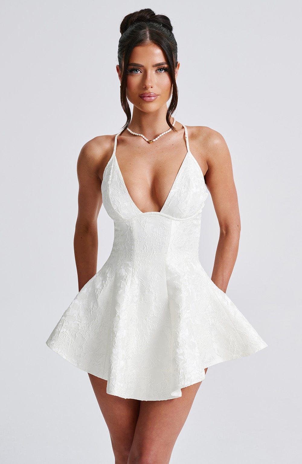 Daisy Elegant Jacquard Playsuit – Structured Fit with Subtle Shine