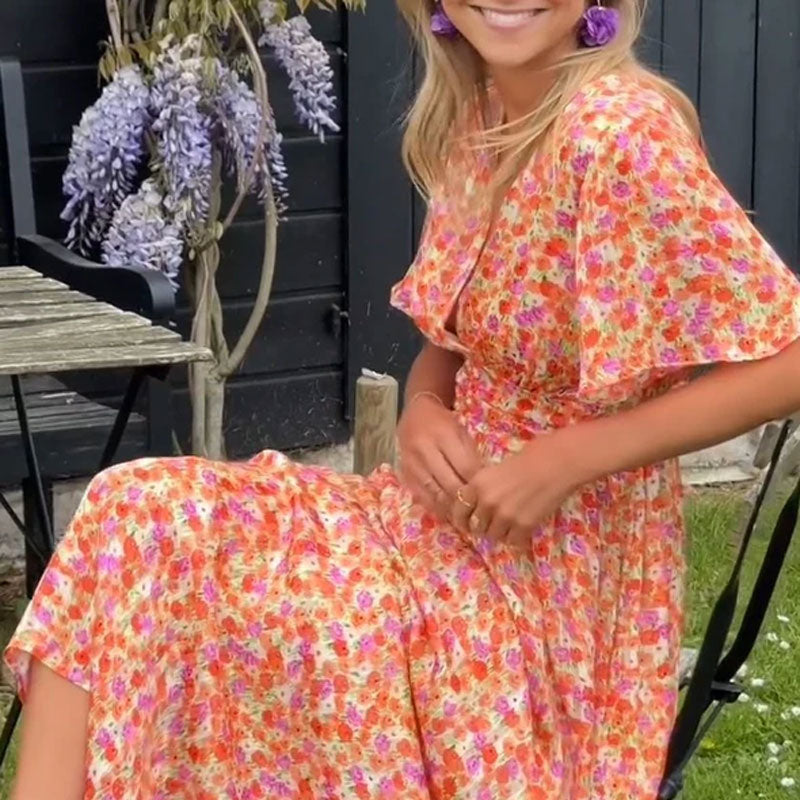 Eliza Grace Classic V-Neck Midi Dress