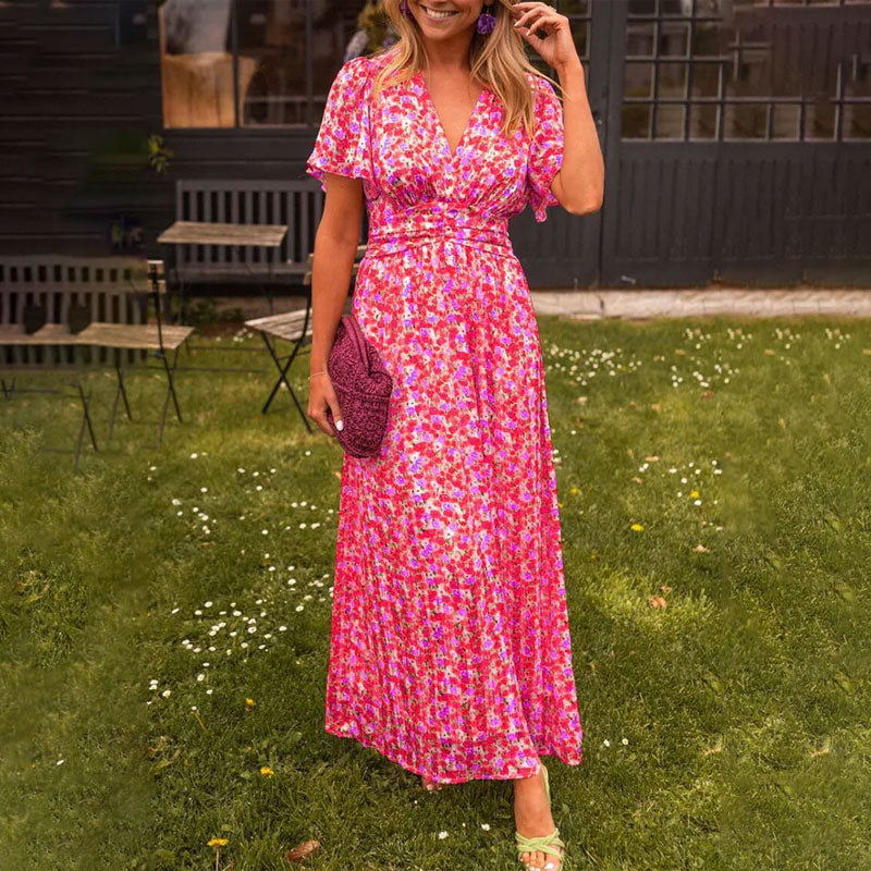 Eliza Grace Classic V-Neck Midi Dress
