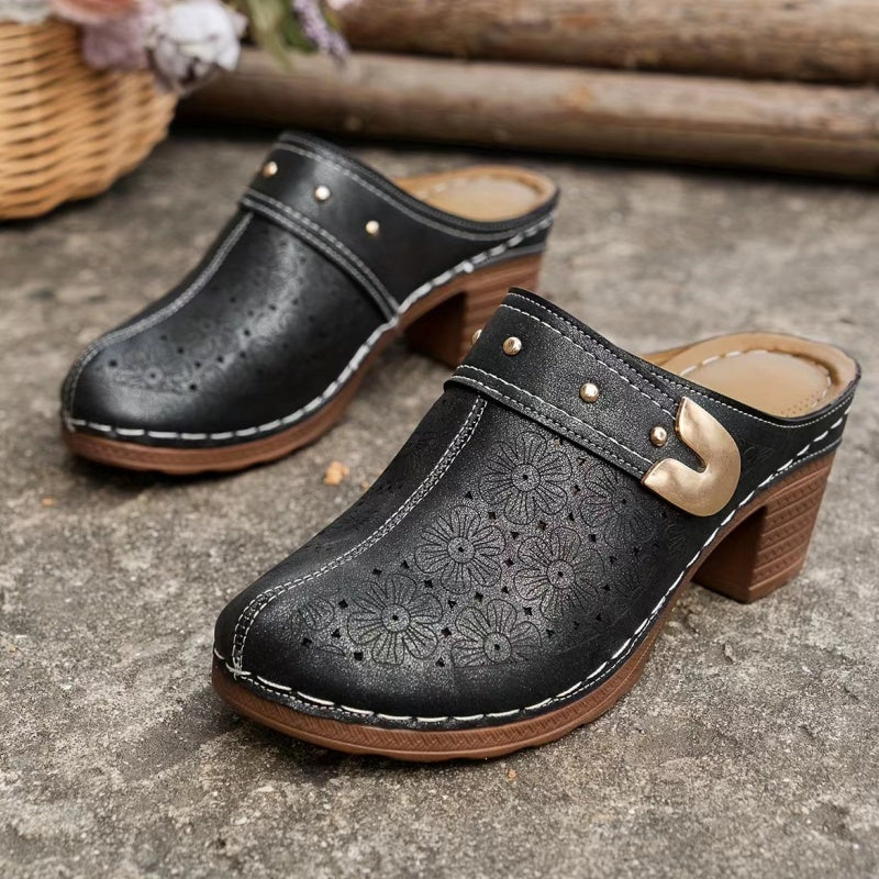 Mila Breathable Slip-On Chunky Heel Sandals
