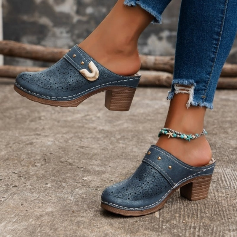 Mila Breathable Slip-On Chunky Heel Sandals