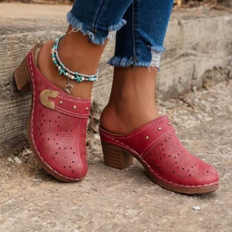 Mila Breathable Slip-On Chunky Heel Sandals