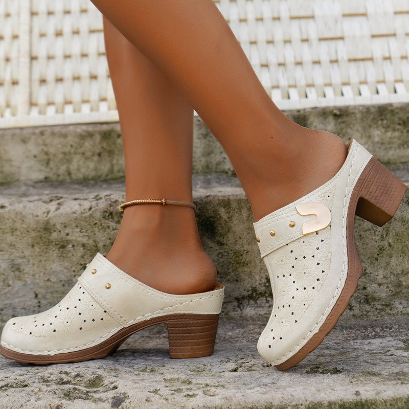 Mila Breathable Slip-On Chunky Heel Sandals