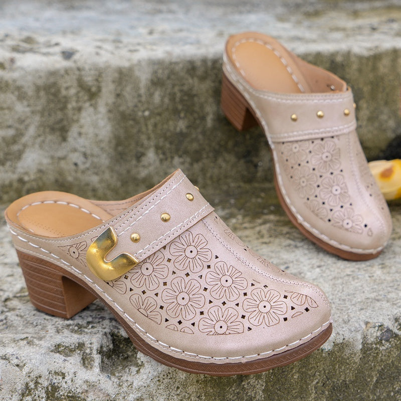Mila Breathable Slip-On Chunky Heel Sandals