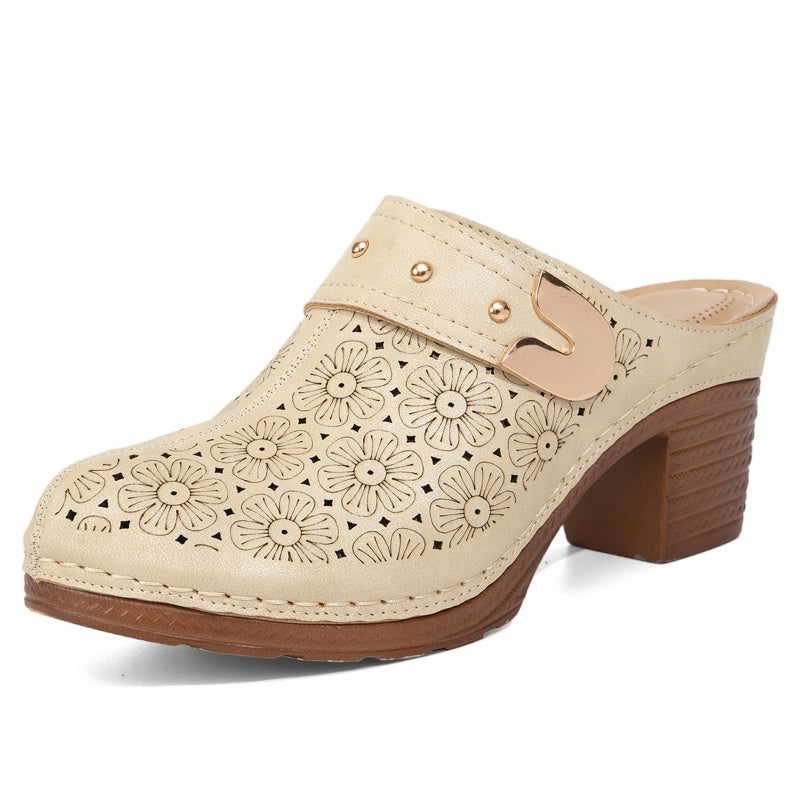 Mila Breathable Slip-On Chunky Heel Sandals
