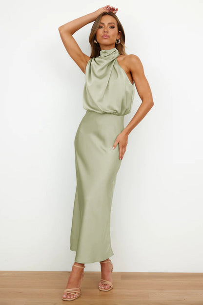 Aurelia Satin Midi Dress – Elegant Silhouette for Day-to-Night Wear
