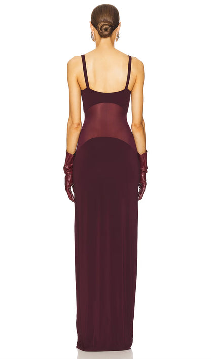 Silhouette Sheer Maxi Dress – Elegant Flow with Layered Lightness
