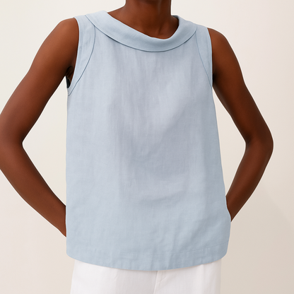 The Isla Pleated Collar Sleeveless Top