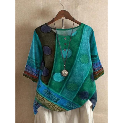 Matilda Boho Colourful Button Top