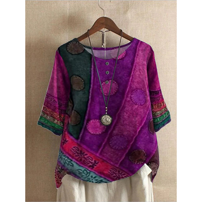 Matilda Boho Colourful Button Top