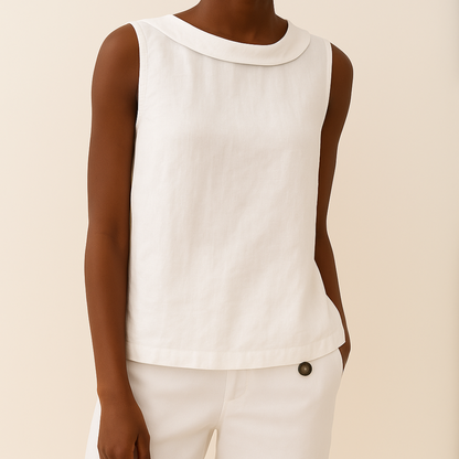 The Isla Pleated Collar Sleeveless Top