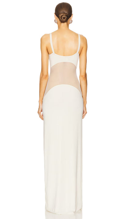 Silhouette Sheer Maxi Dress – Elegant Flow with Layered Lightness