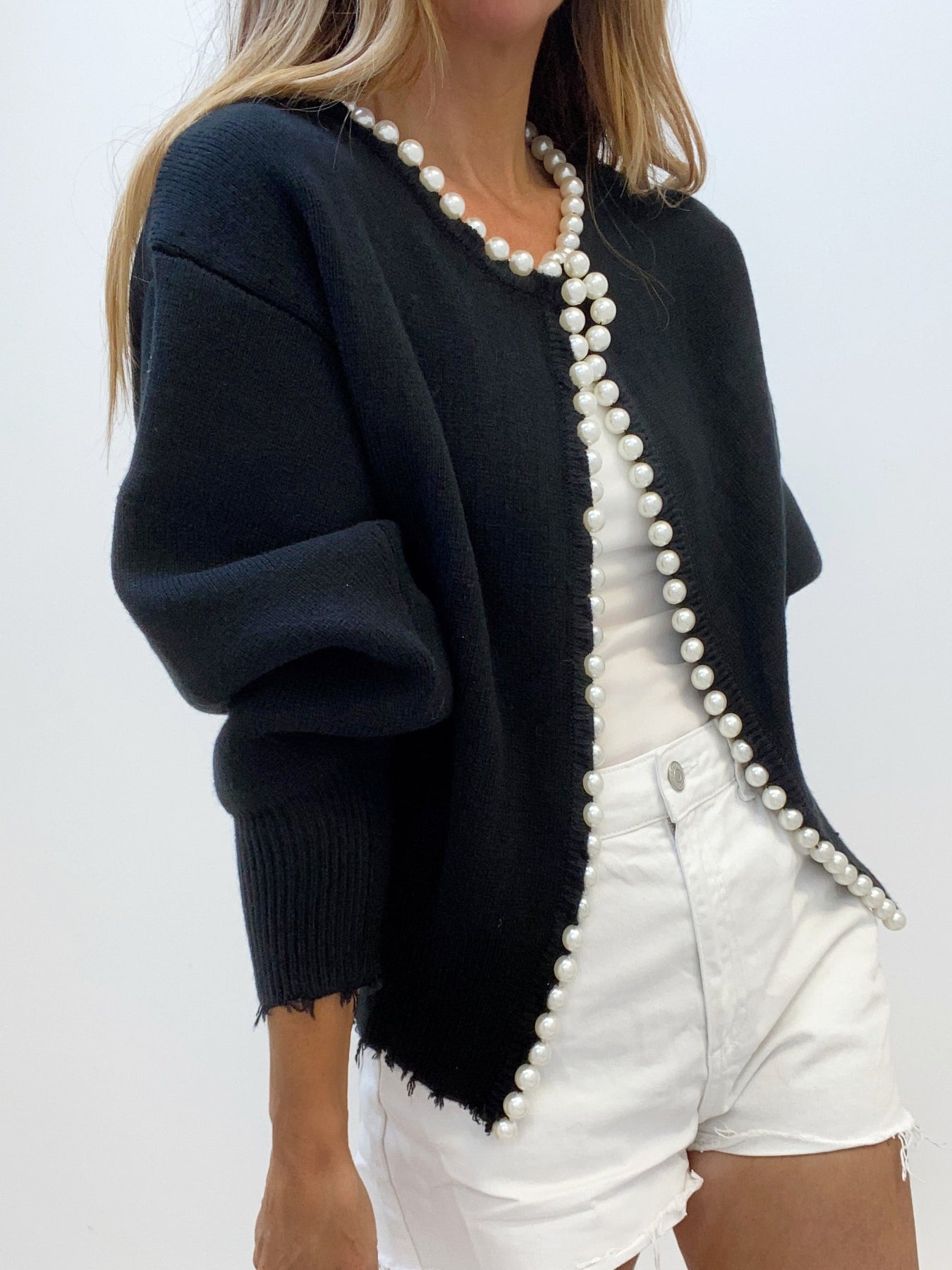 Elegant Pearl Point Cardigan