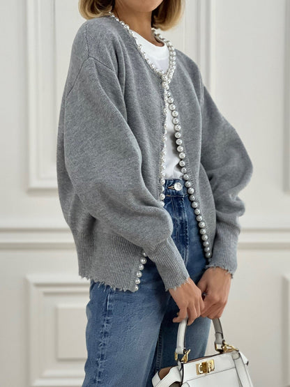 Elegant Pearl Point Cardigan