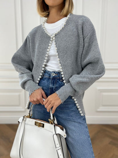 Elegant Pearl Point Cardigan