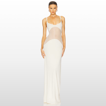 Silhouette Sheer Maxi Dress – Elegant Flow with Layered Lightness