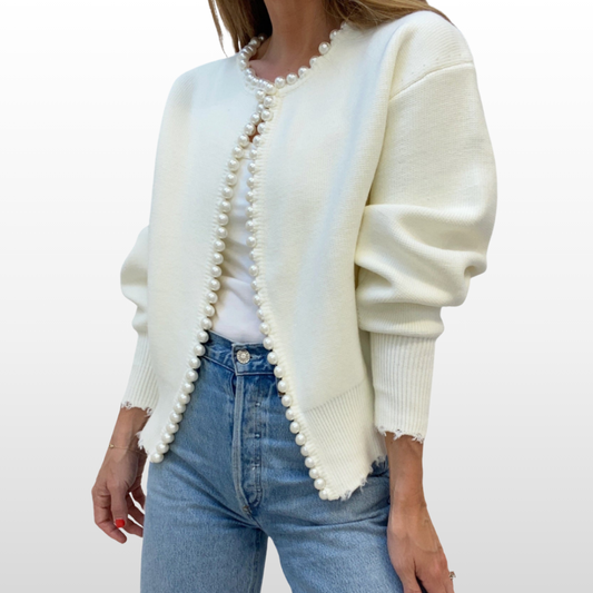 Elegant Pearl Point Cardigan