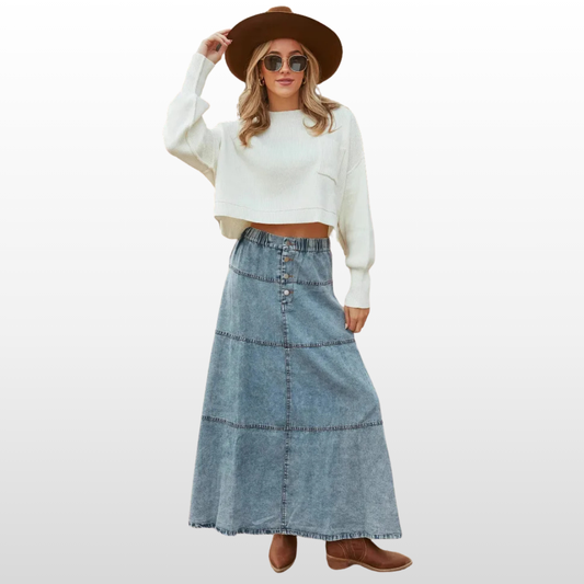 Harper Tiered Denim Skirt