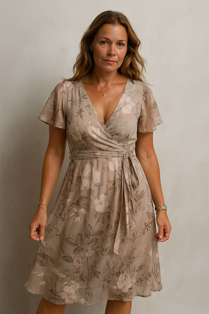 Lara Grace Elegance V-Neck Midi Dress