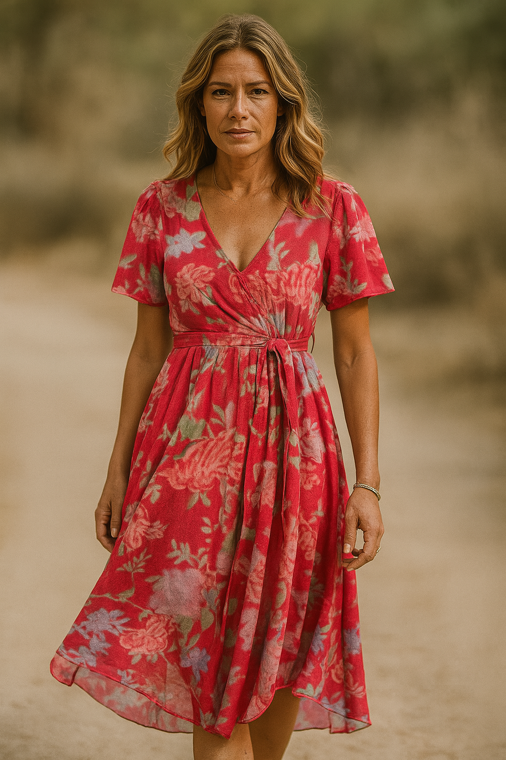 Lara Grace Elegance V-Neck Midi Dress