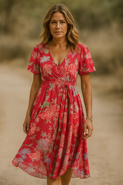 Lara Grace Elegance V-Neck Midi Dress