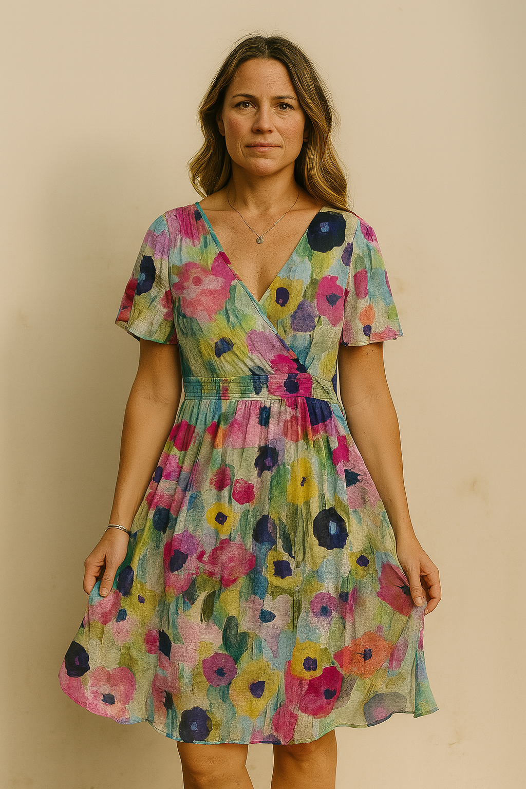 Lara Grace Elegance V-Neck Midi Dress