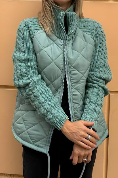 Elodie Patch Zip Knitwear – Soft Ribbed Cardigan with Front Zip