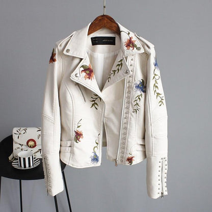 Amelia Embroidered Leather Look Jacket