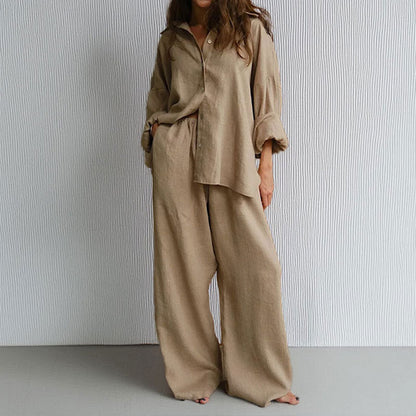 Harper Linen Blend Oversized Shirt & Trousers Set