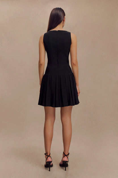 Amelia Grace Sleeveless Mini Dress with Pleated Detailing
