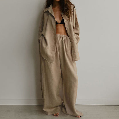 Harper Linen Blend Oversized Shirt & Trousers Set