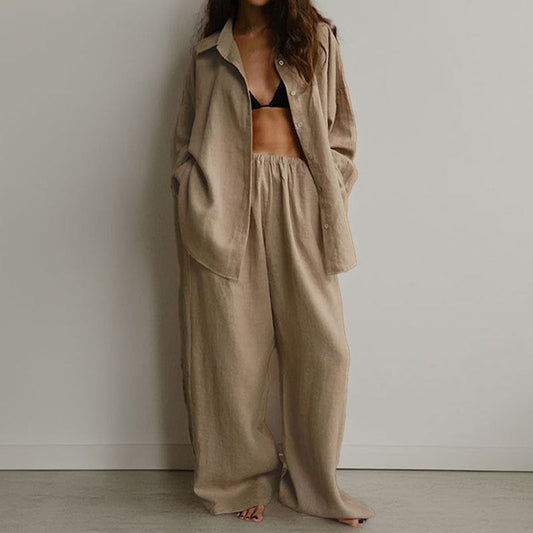 Harper Linen Blend Oversized Shirt & Trousers Set