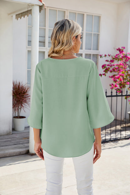 Evie Flowy Split Sleeve Summer Blouse