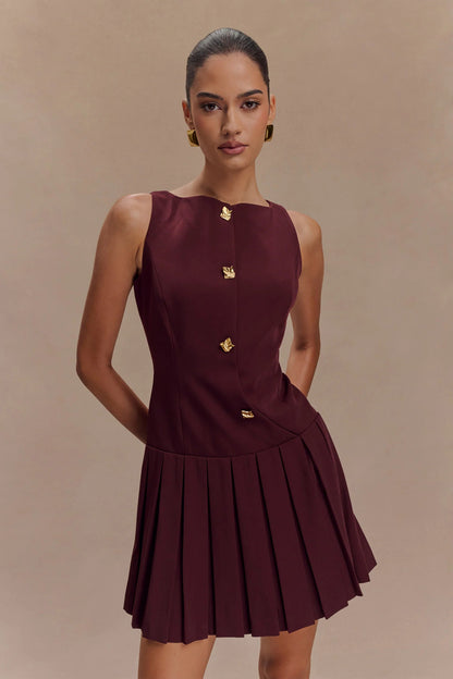 Amelia Grace Sleeveless Mini Dress with Pleated Detailing