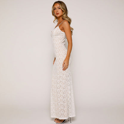 Sienna Mae Deep V Lace Maxi Dress
