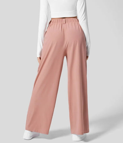 Isla Belle High-Waisted Waffle Work Trousers with Wide Leg & Pockets